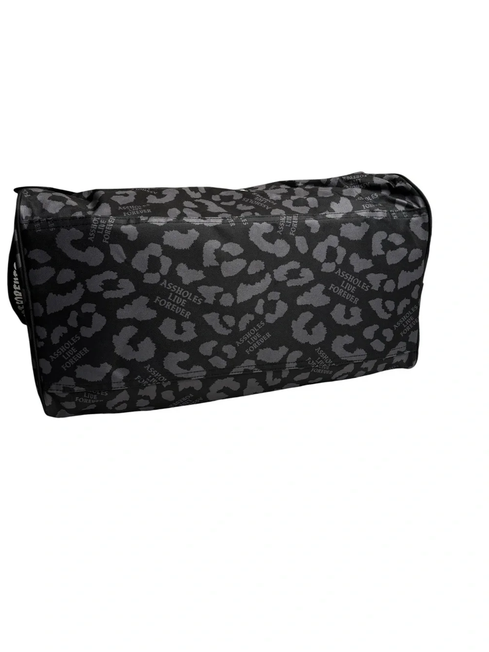 Assholes Live Forever Emotional Baggage Black Cheetah Animal Duffel Bag NWOT